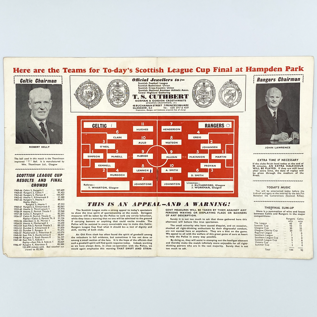 1966 Scottish League Cup Final Programme (29 October 1966)
