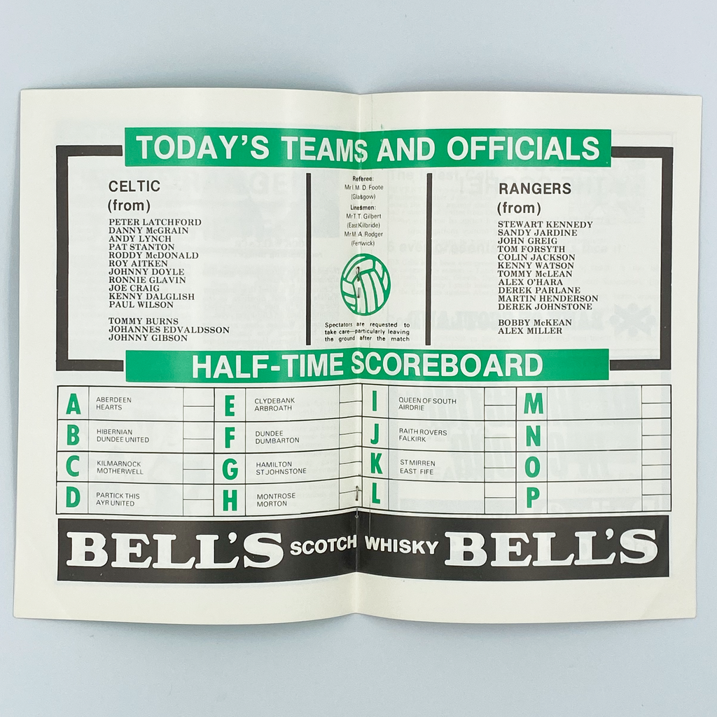Celtic vs Rangers Programme (3 January 1977)