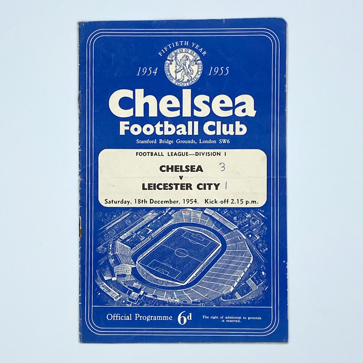 Chelsea vs Leicester City Programme (18 December 1954)
