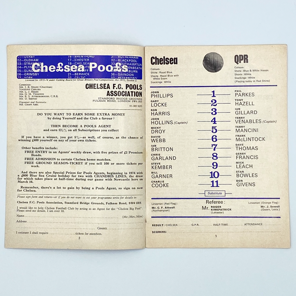 Chelsea vs Queens Park Rangers (23 February 1974)