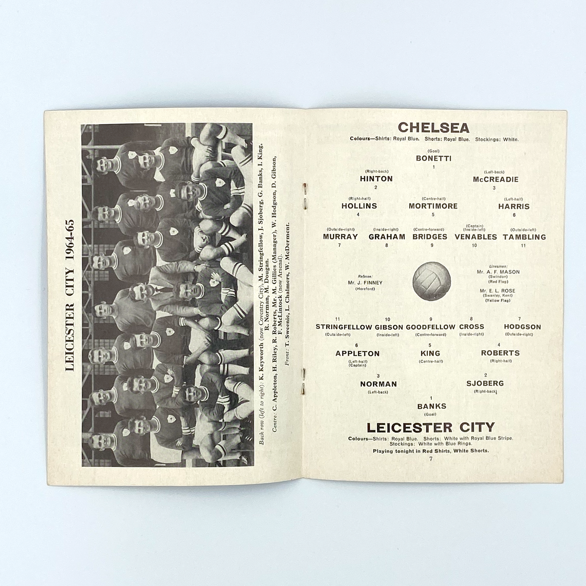 Chelsea vs Leicester City, League Cup Final 1st Leg Programme (15 March 1965)