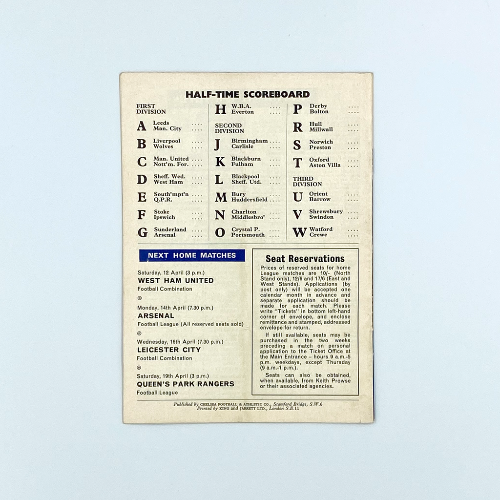 Chelsea vs Burnley Programme (5 April 1969)