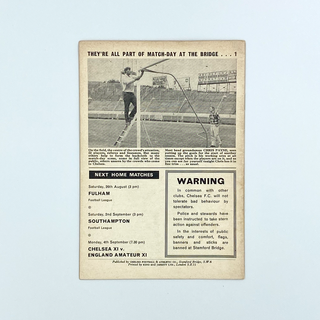 Chelsea vs Newcastle United Programme (23 August 1967)