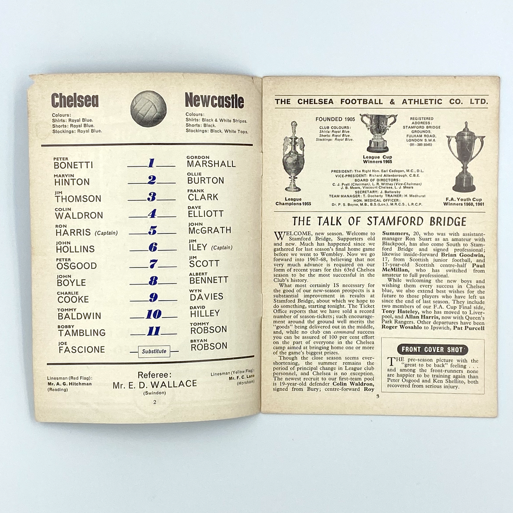 Chelsea vs Newcastle United Programme (23 August 1967)