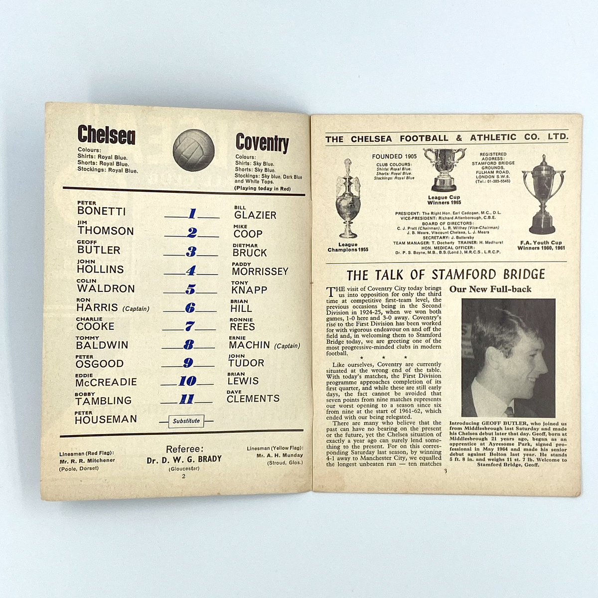 Chelsea vs Coventry City Programme (30 September 1967)