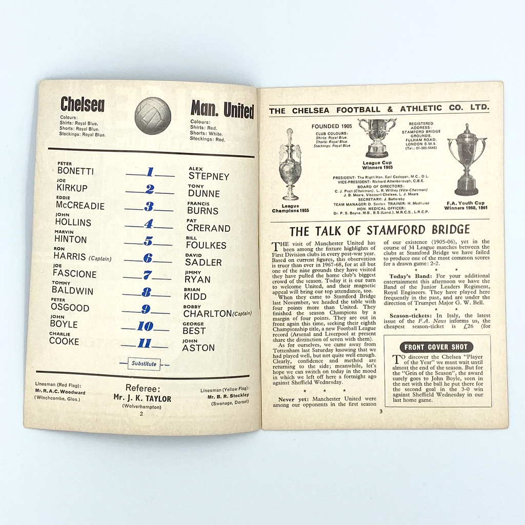 Chelsea vs Manchester United Programme (25 November 1967)