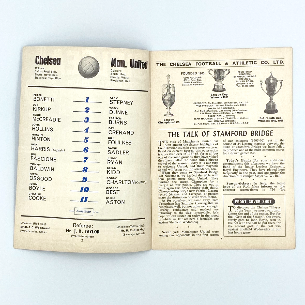 Chelsea vs Manchester United Programme (25 November 1967)