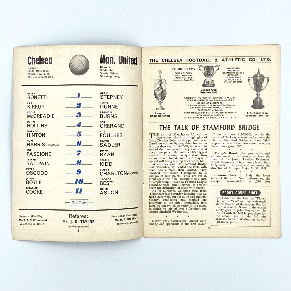 Chelsea vs Manchester United Programme (25 November 1967)