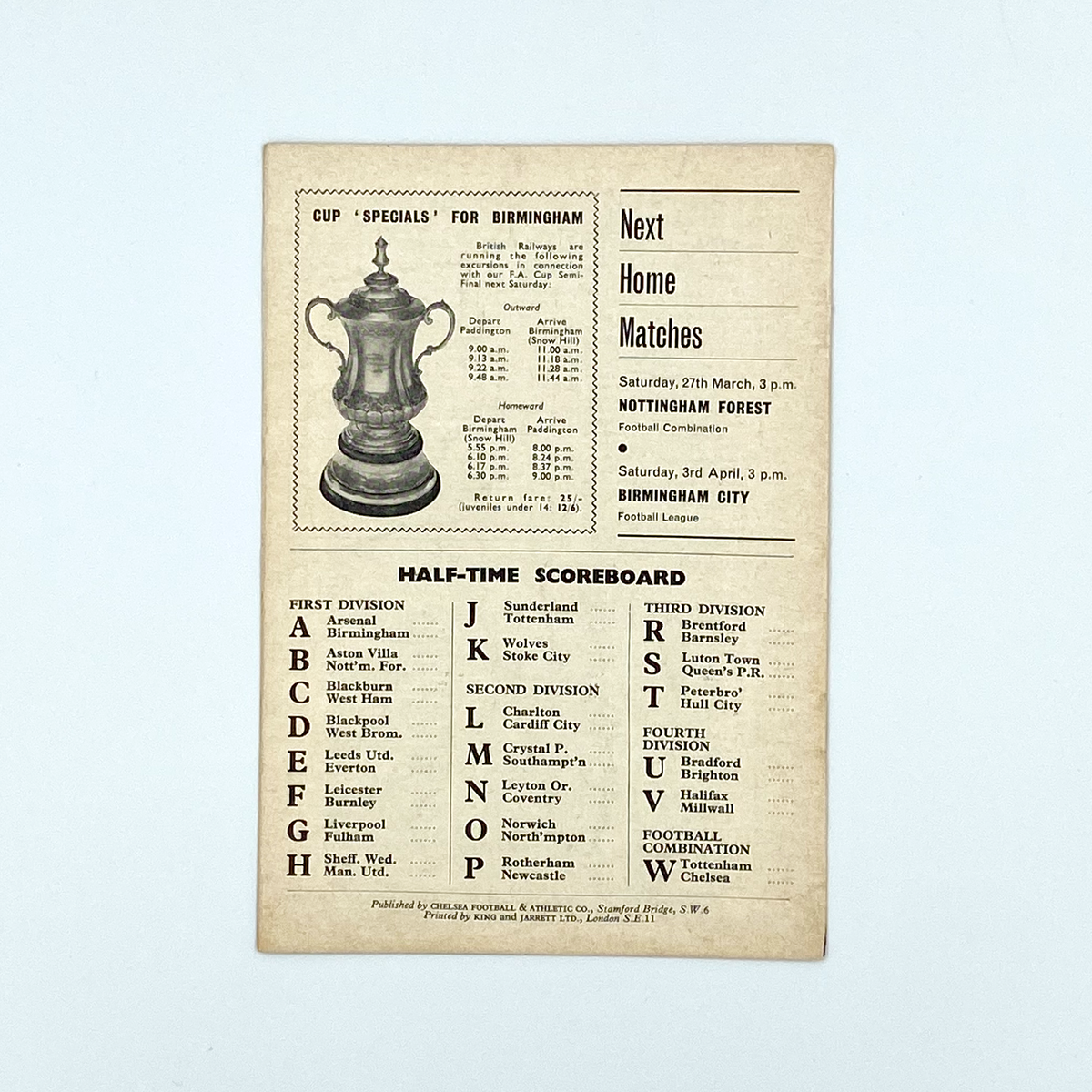 Chelsea vs Sheffield United Programme (20 March 1965)