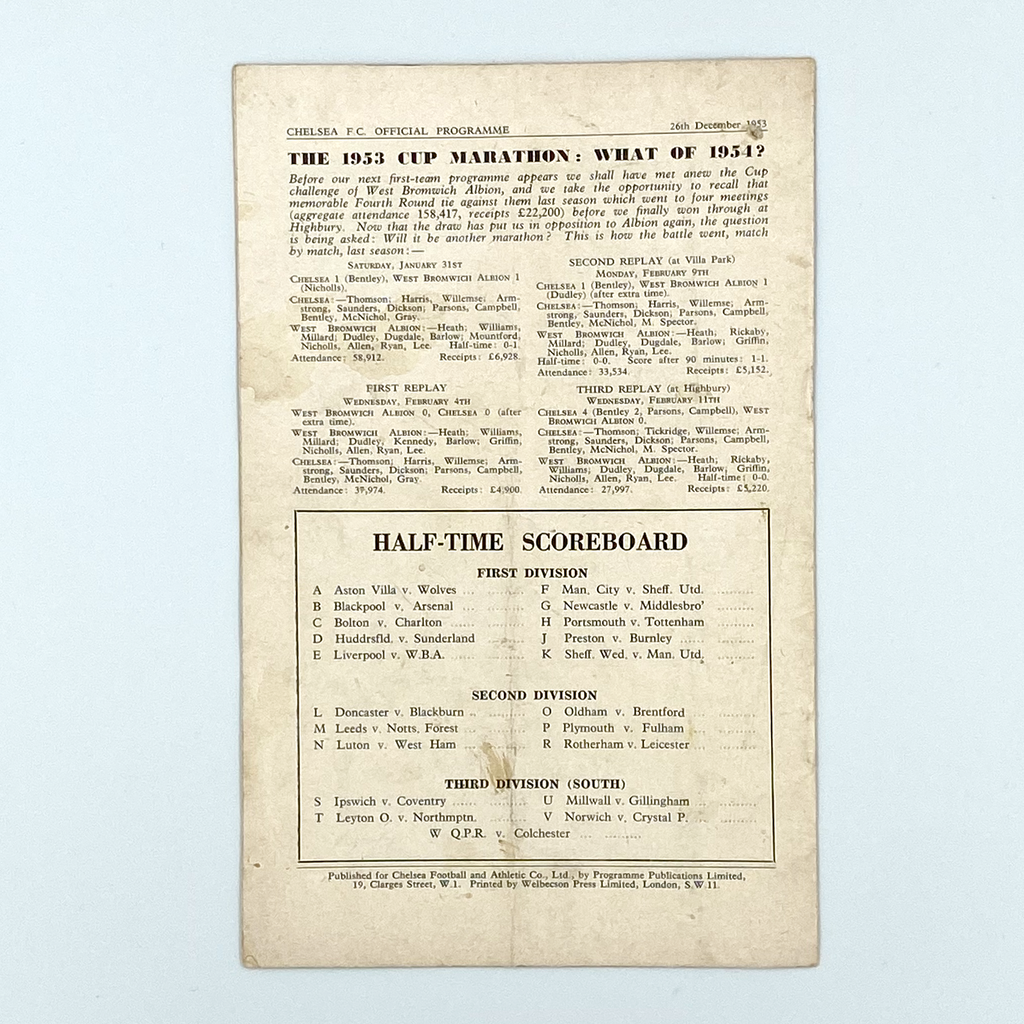 Chelsea vs Cardiff City Programme (26 December 1953)