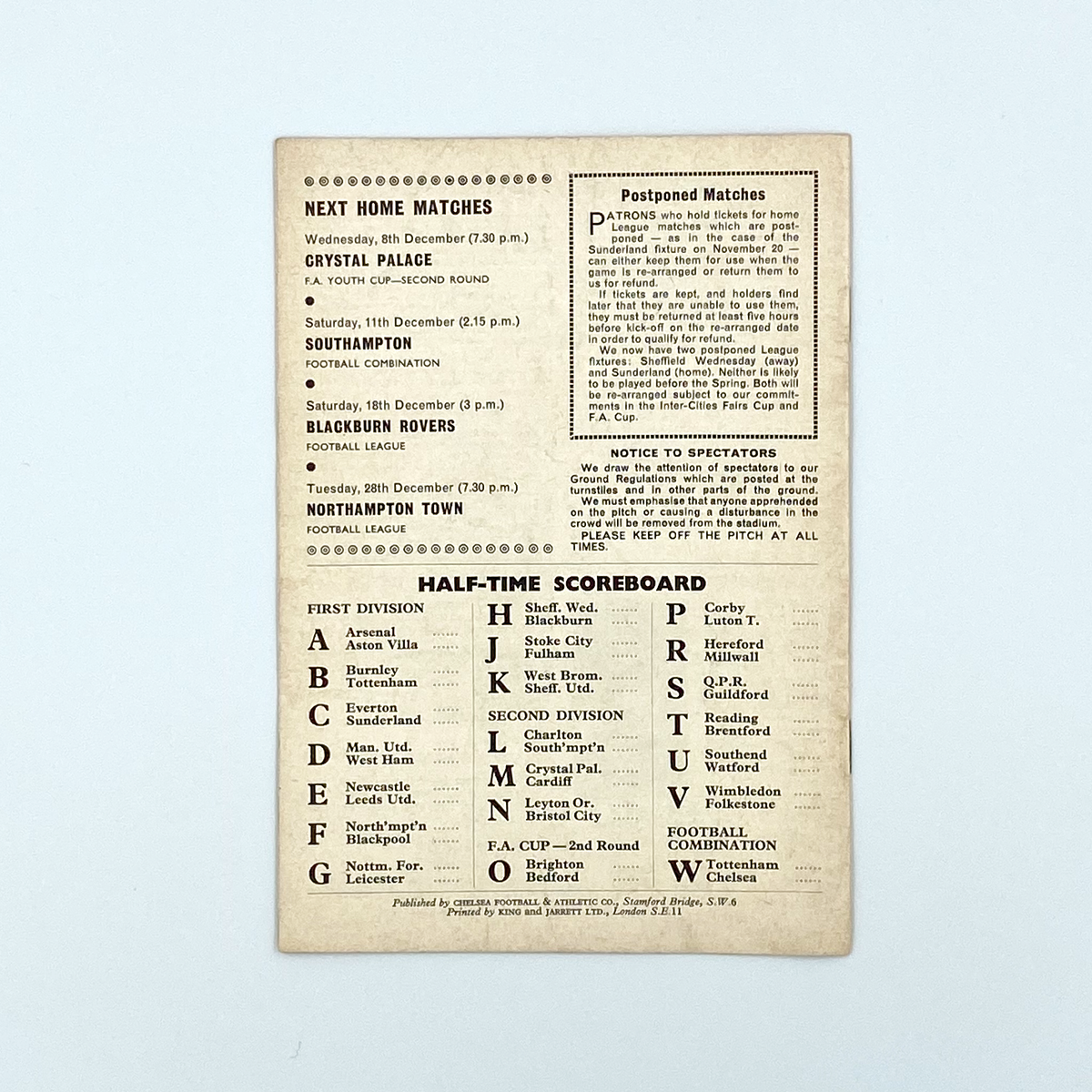 Chelsea vs Liverpool Programme (4 December 1965)