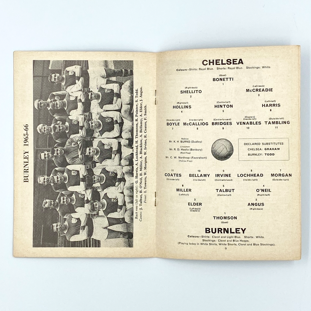 Chelsea vs Burnley Programme (21 August 1965)