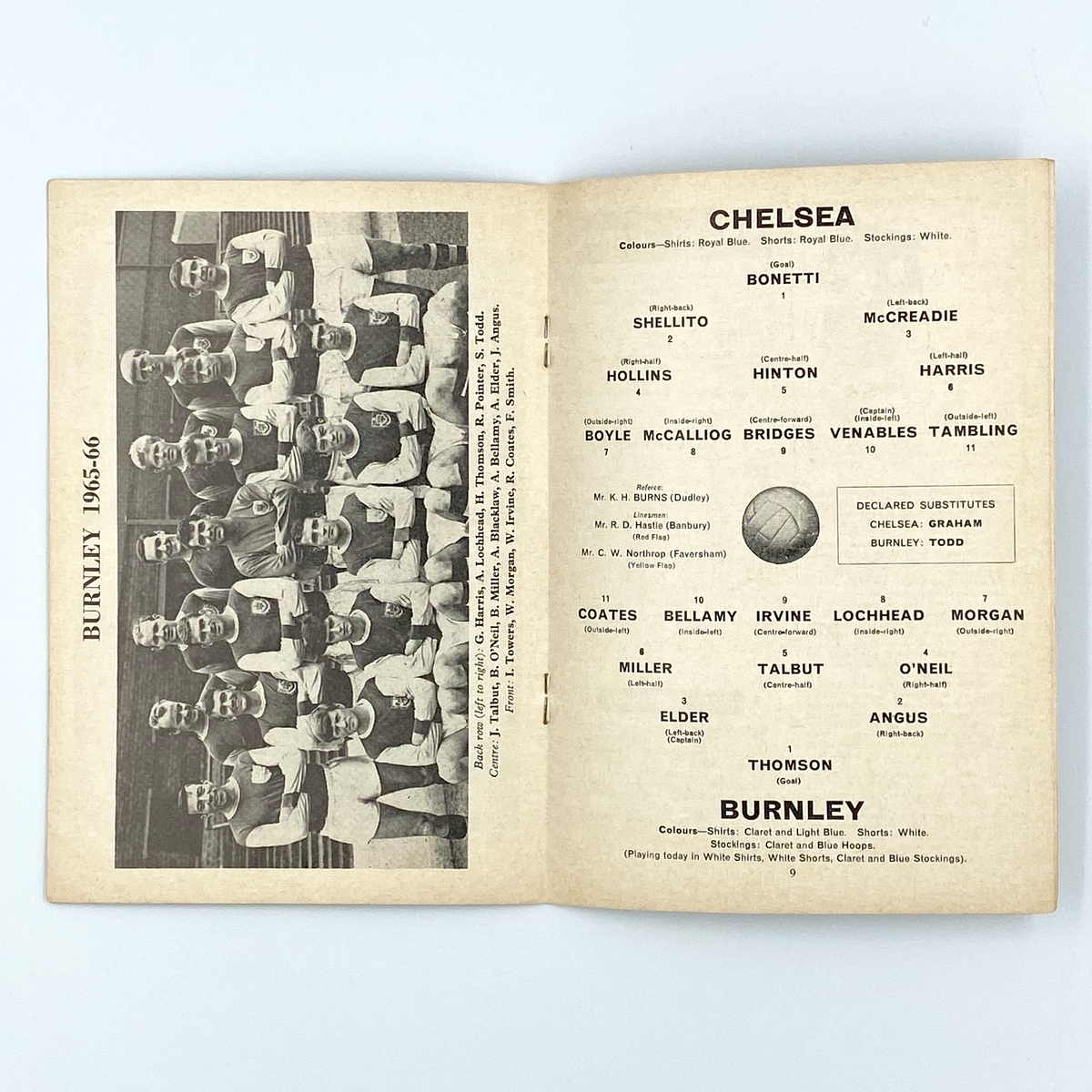 Chelsea vs Burnley Programme (21 August 1965)