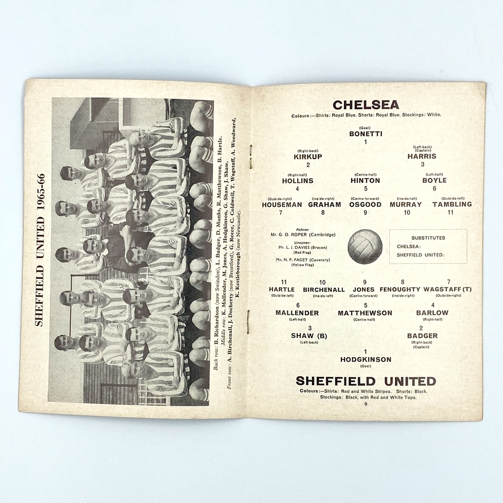 Chelsea vs Sheffield United Programme (7 May 1966)