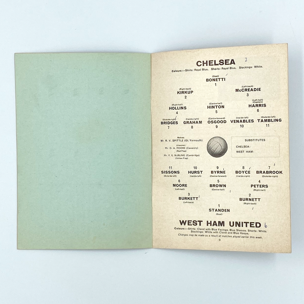 Chelsea vs West Ham United Programme (9 April 1966)
