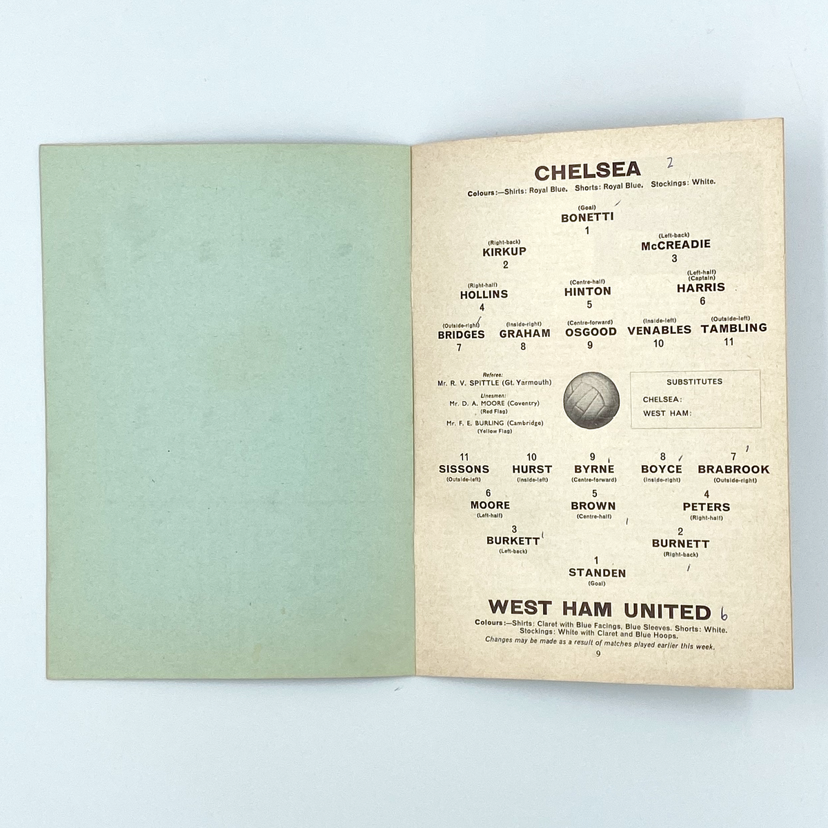Chelsea vs West Ham United Programme (9 April 1966)