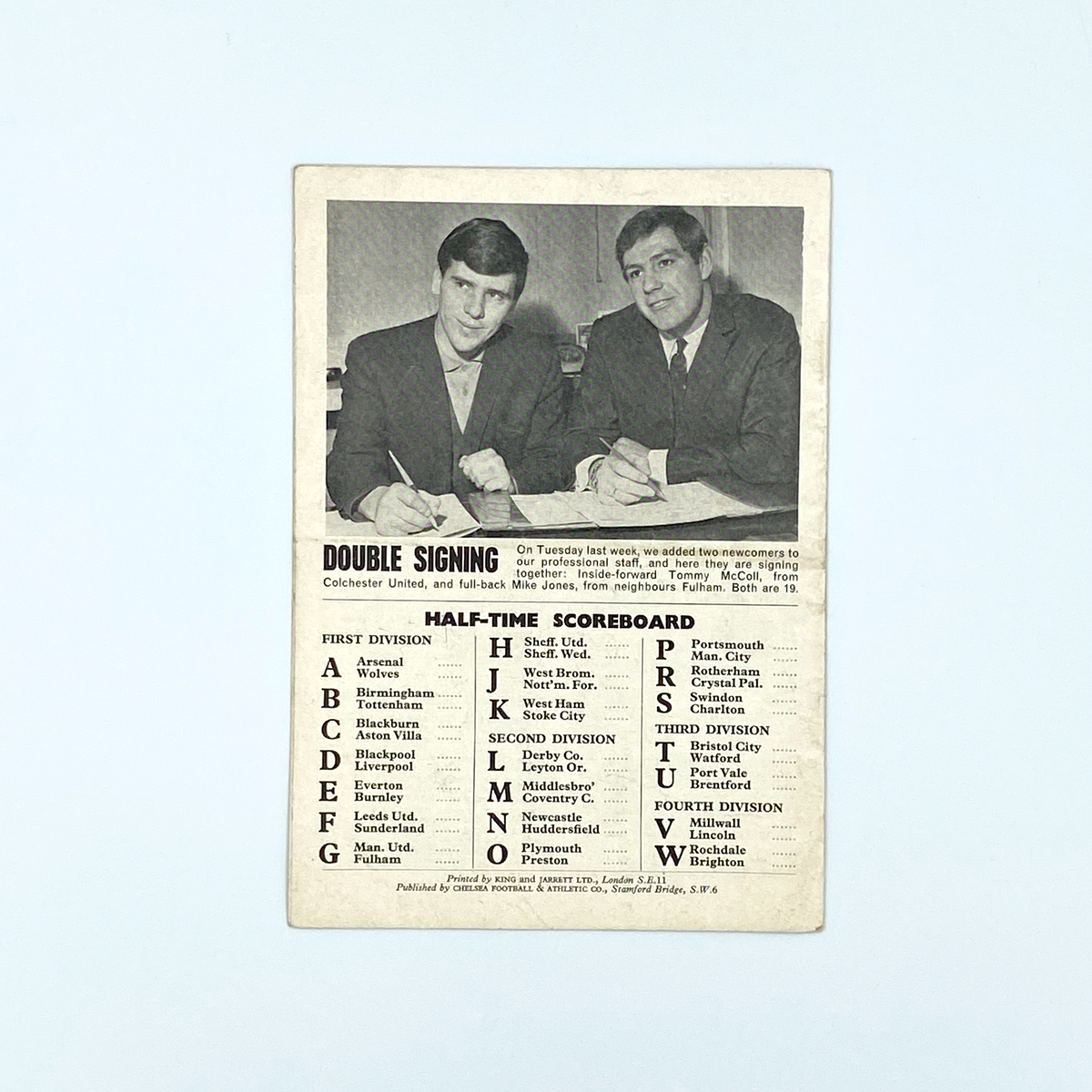 Chelsea vs Leicester City Programme (2 January 1965)