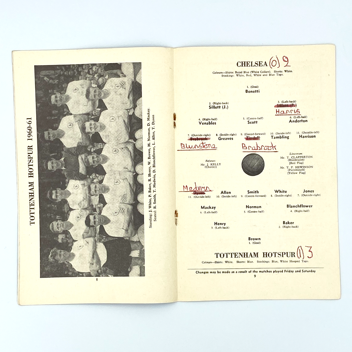 Chelsea vs Tottenham Hotspur Programme (3 April 1961)