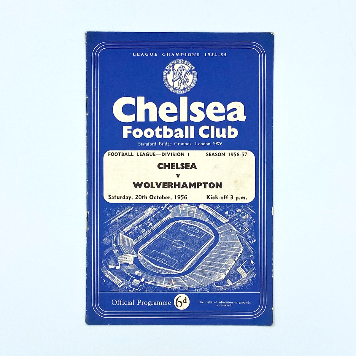 Chelsea vs Wolverhampton Wanderers Programme (20 October 1956)