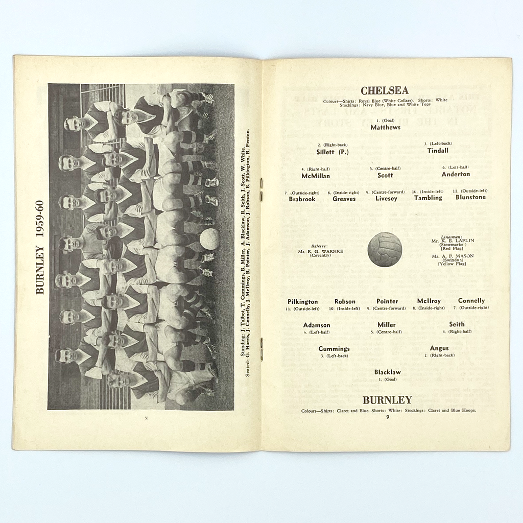 Chelsea vs Burnley Programme (5 September 1959)