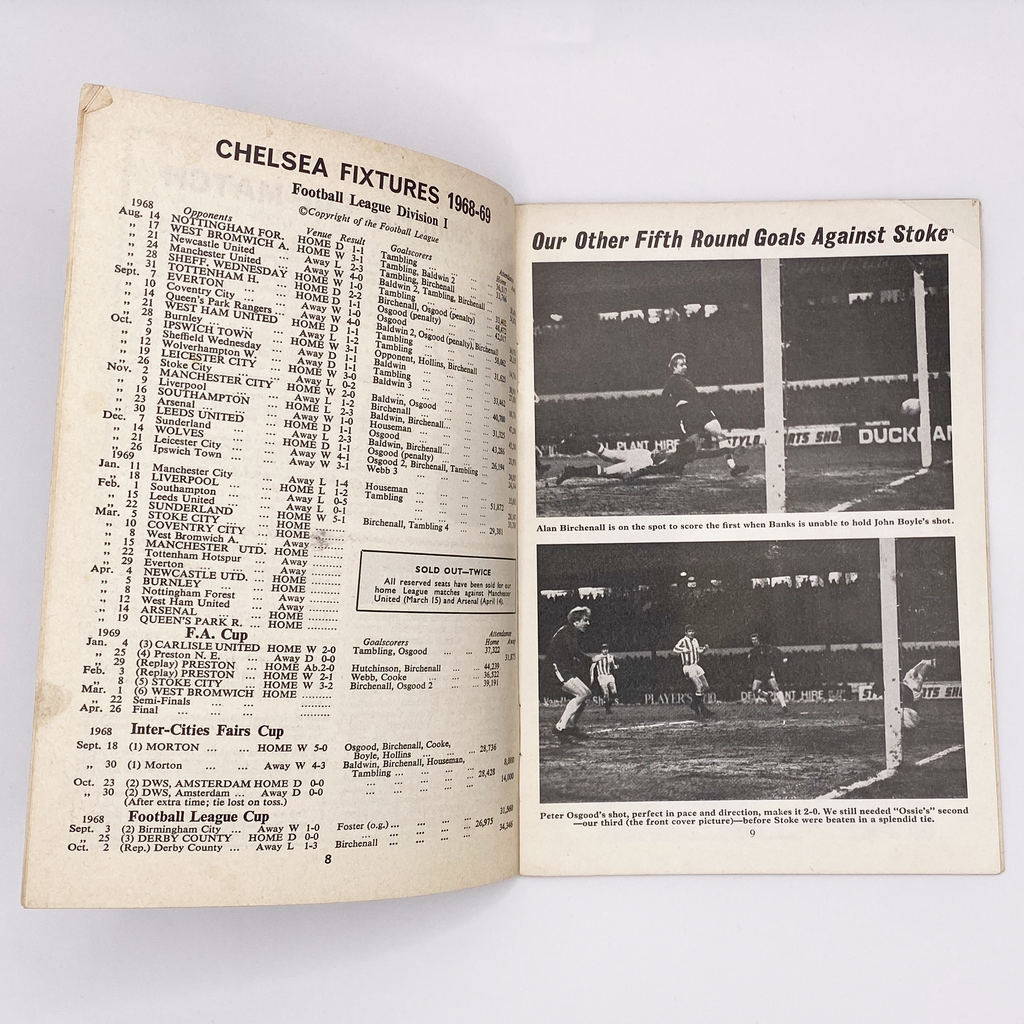 Chelsea vs West Bromwich Albion Programme (1 March 1969)