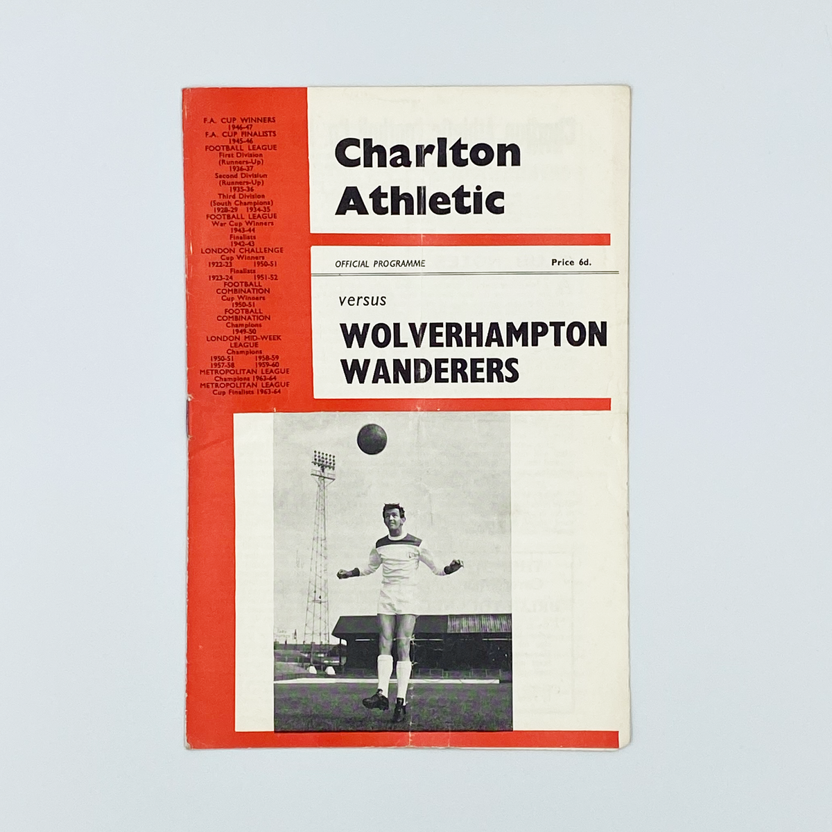 Charlton Athletic vs Wolverhampton Wanderers Programme (8 January 1966)