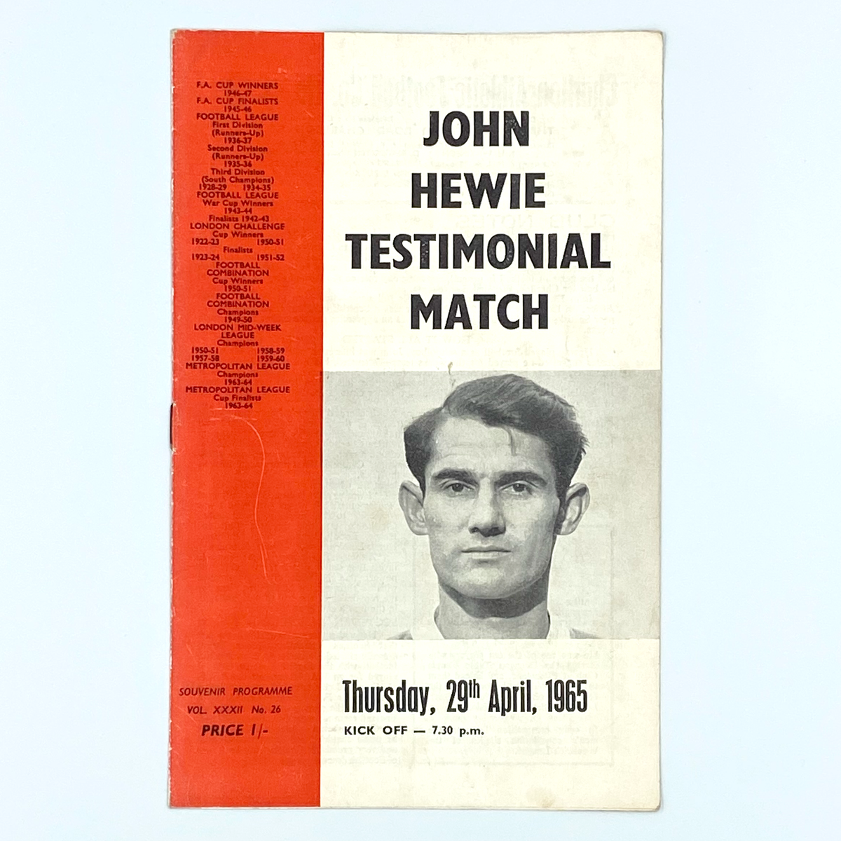 John Hewie Testimonial Programme (29 April 1965)
