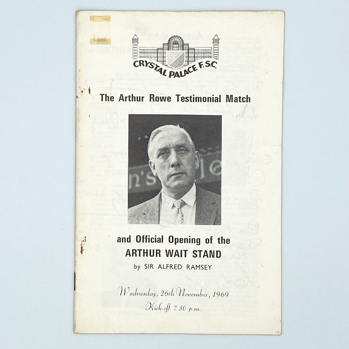Arthur Rowe Testimonial Match Programme (26 November 1969)