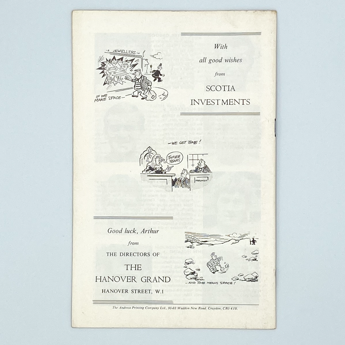 Arthur Rowe Testimonial Match Programme (26 November 1969)