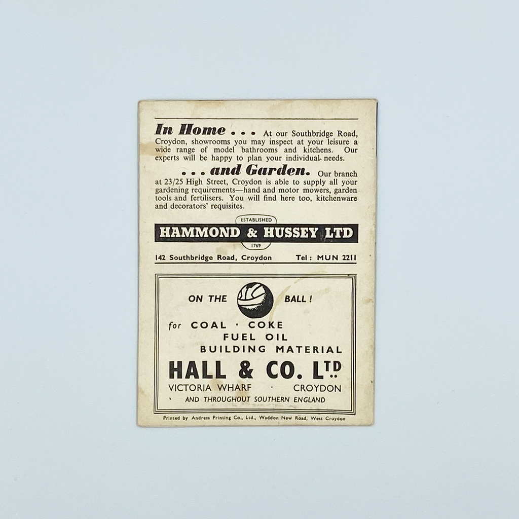 Crystal Palace vs Barnsley Programme (3 February 1962)