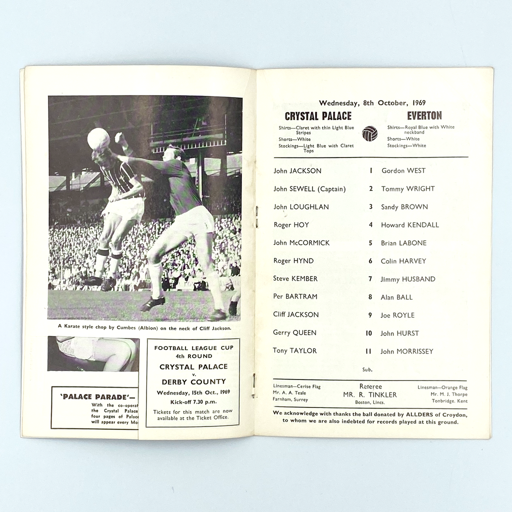 Crystal Palace vs Everton Programme (8 October 1969)
