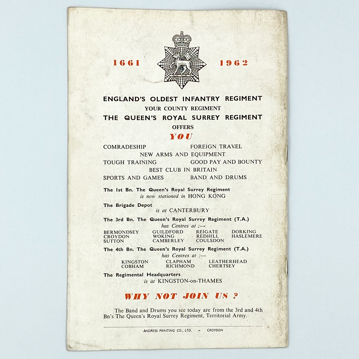 Crystal Palace vs Real Madrid Programme (18 April 1962)