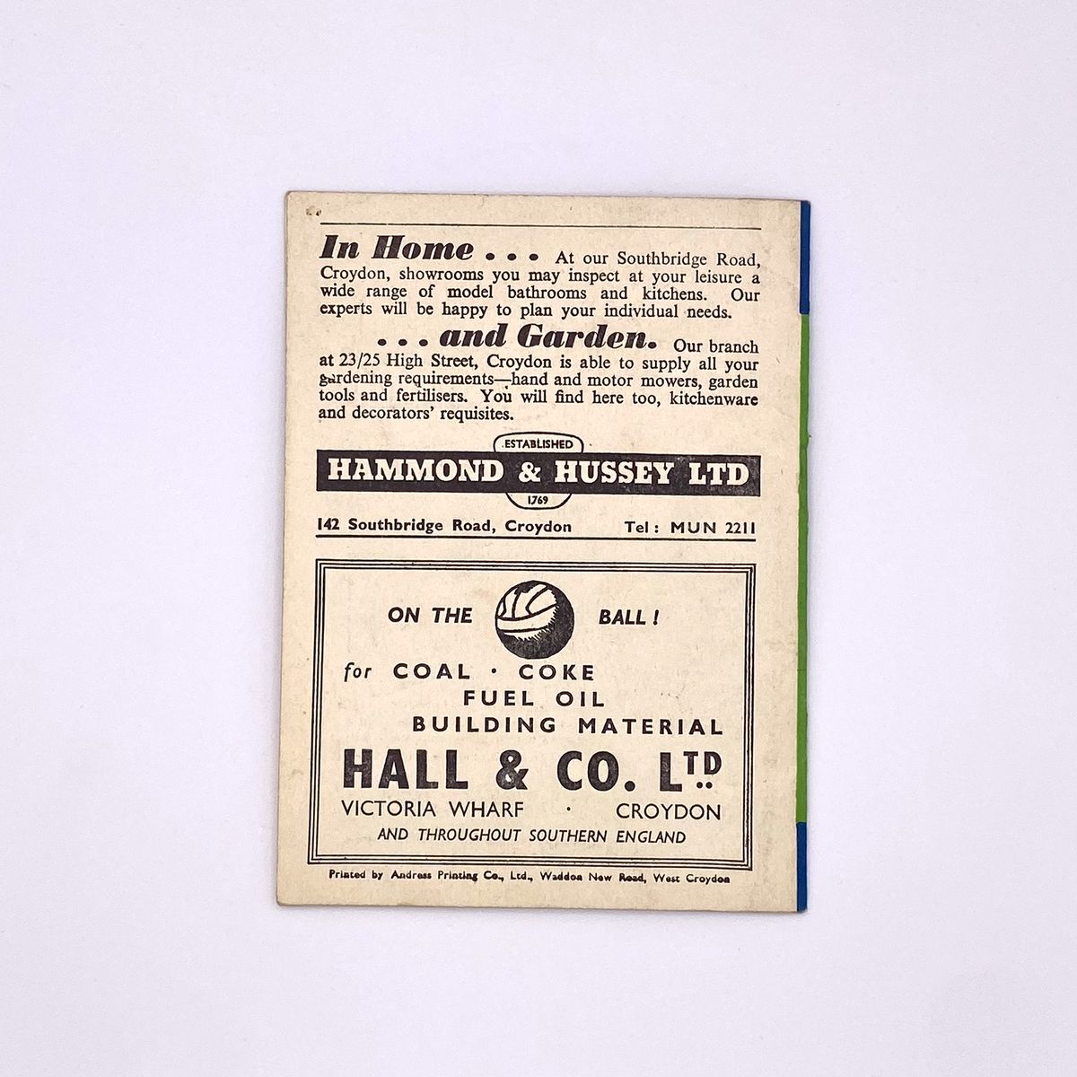 Crystal Palace vs Grimsby Town Programme (11 January 1961)
