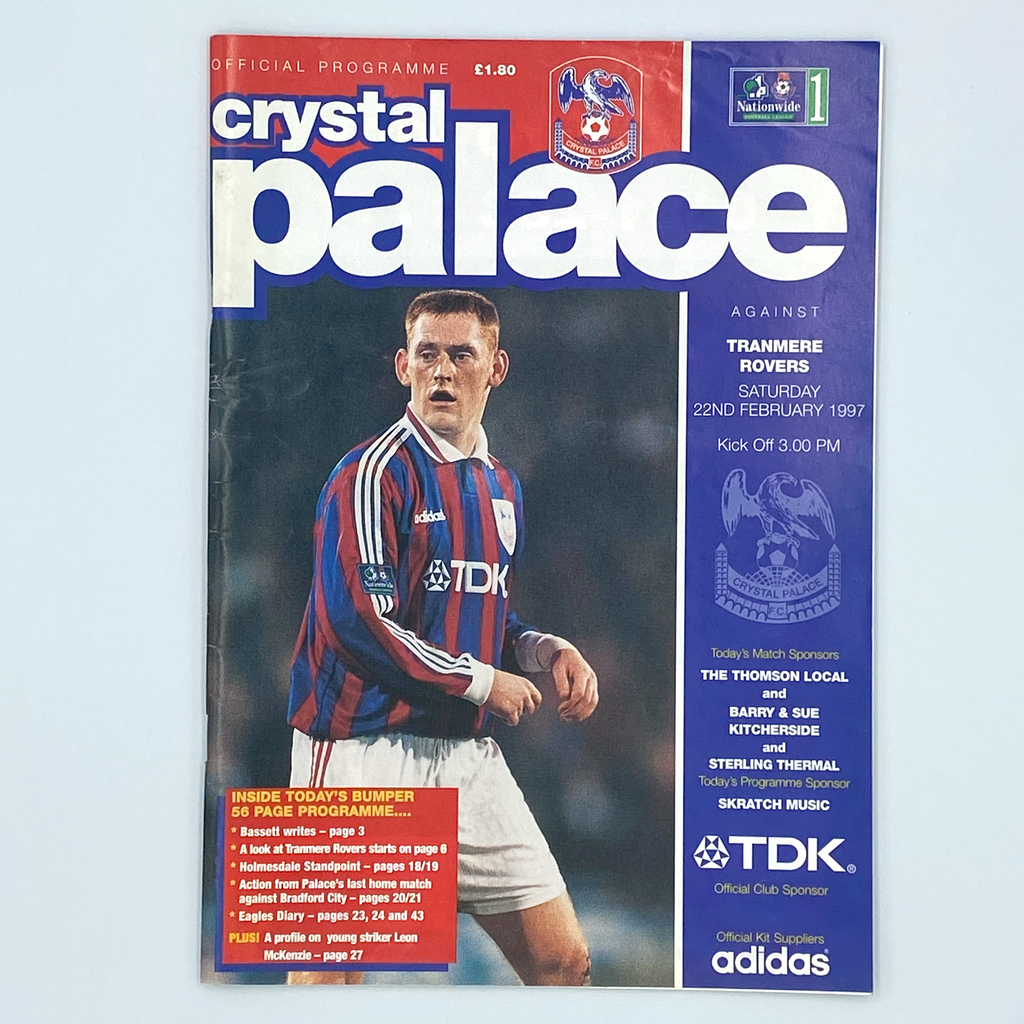 Crystal Palace vs Tranmere Rovers Programme & Ticket (22 February 1997)
