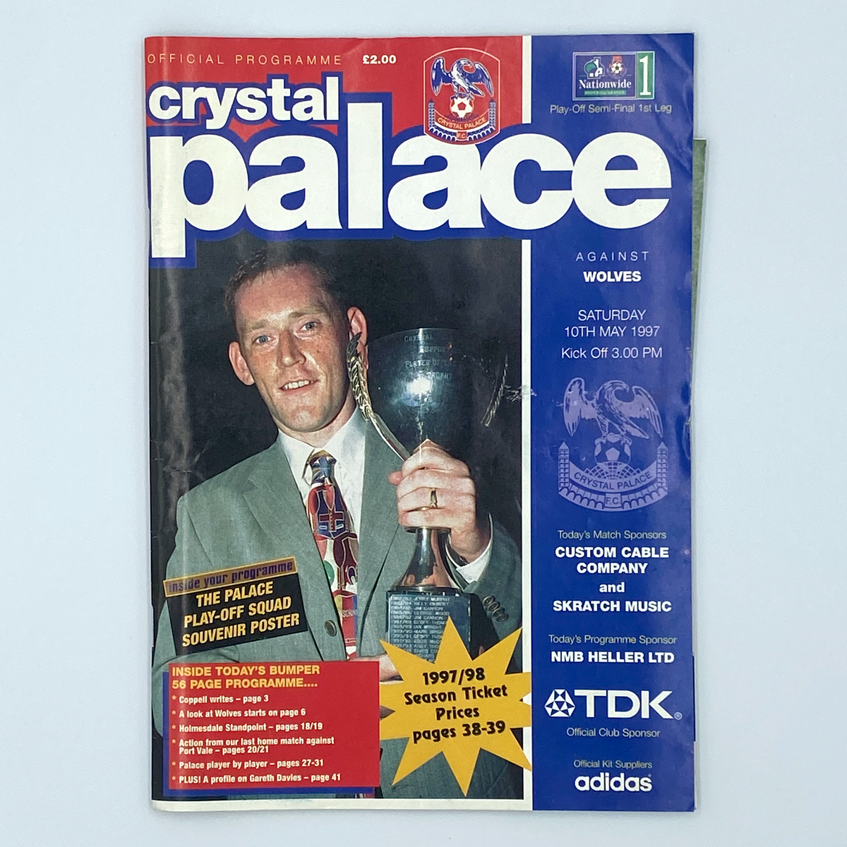 Crystal Palace vs Wolverhampton Wanderers Play-Off Semi-Final Programme & Ticket (10 May 1997)