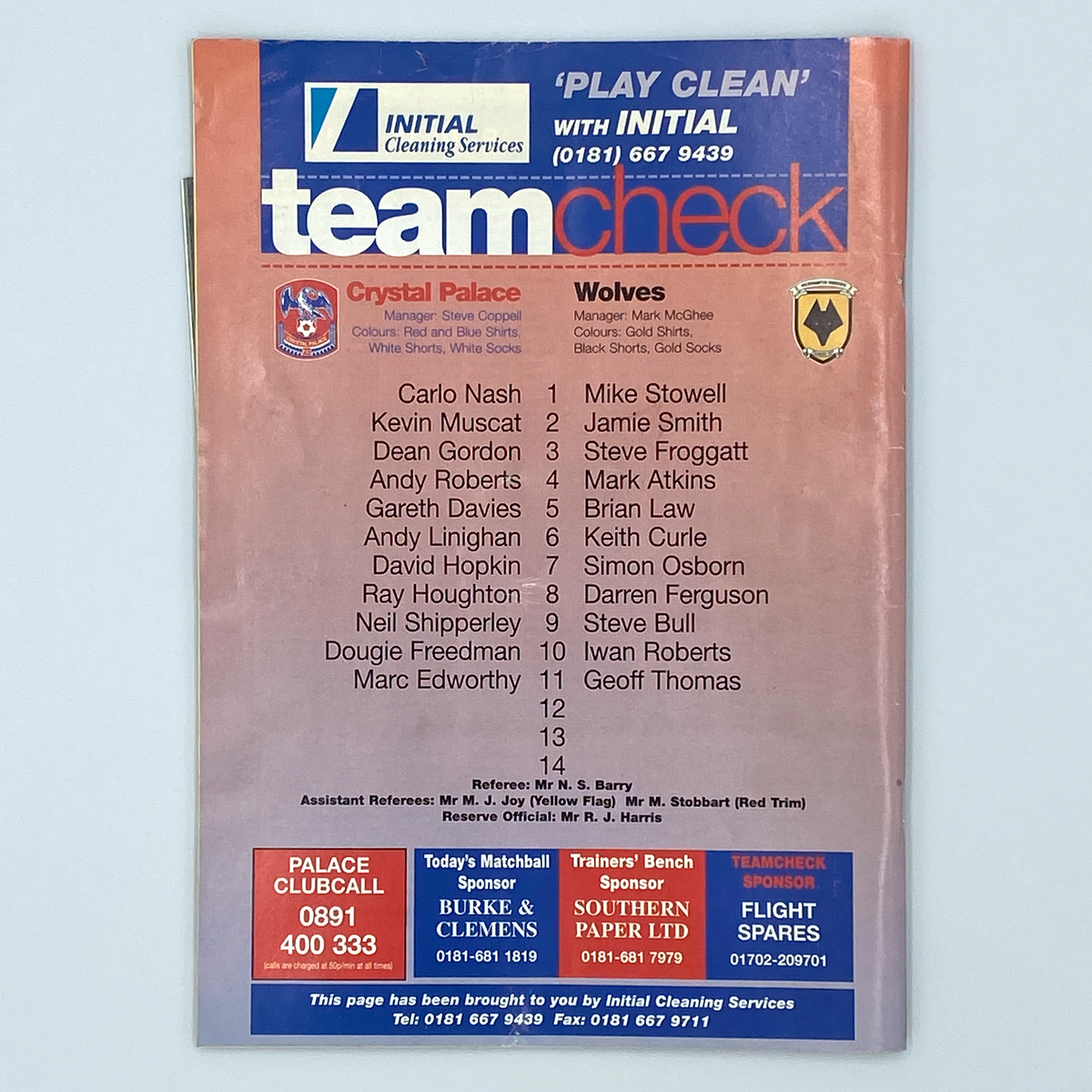Crystal Palace vs Wolverhampton Wanderers Play-Off Semi-Final Programme & Ticket (10 May 1997)