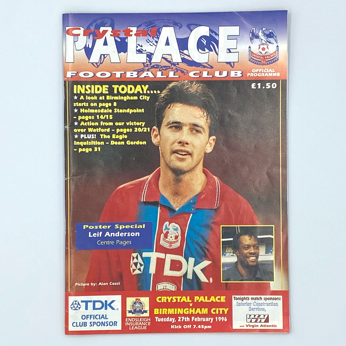 Crystal Palace vs Birmingham City Programme & Ticket (27 February 1996)