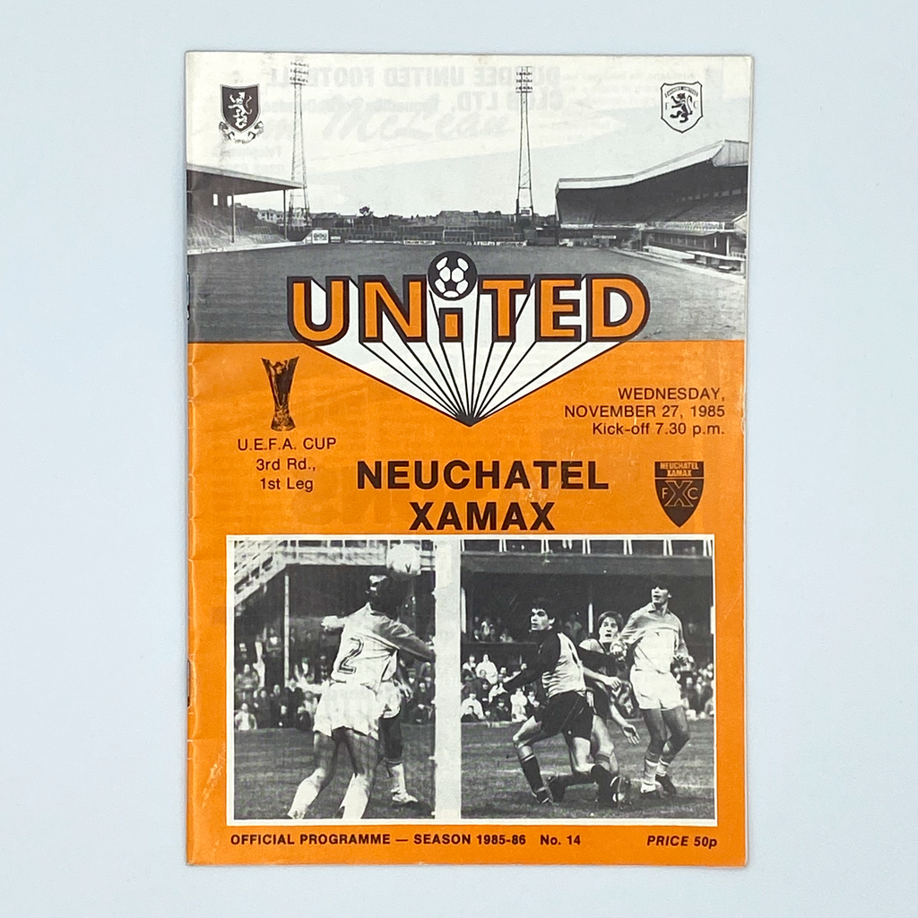 Dundee United vs Neuchâtel Xamax Programme (27 November 1985)
