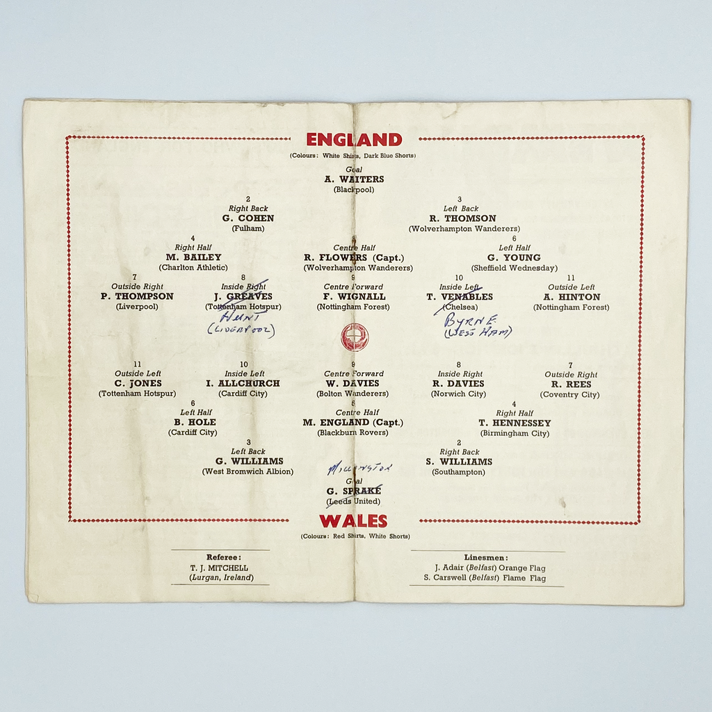 England vs Wales Programme (18 November 1964)