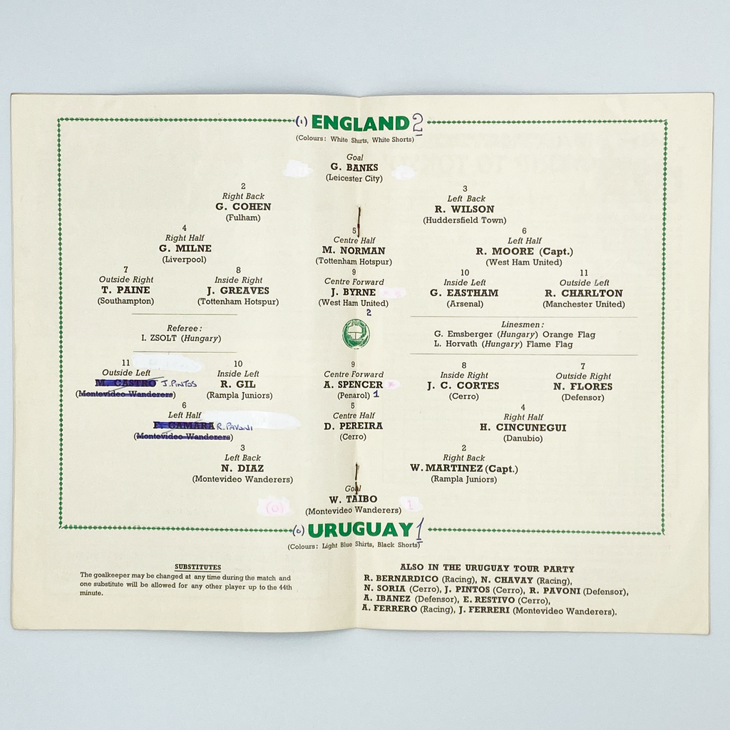 England vs Uruguay Programme (6 May 1964)