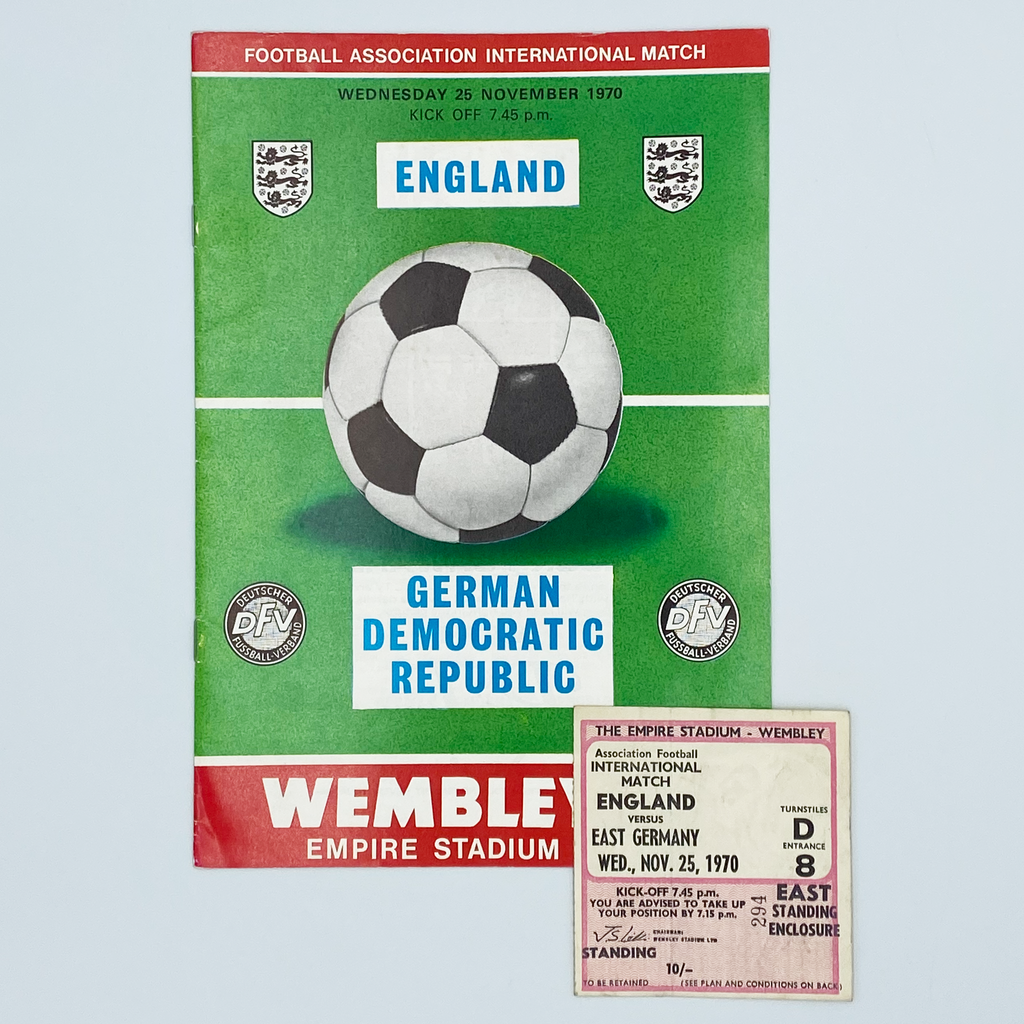 England vs East Germany Programme & Ticket (25 November 1970)