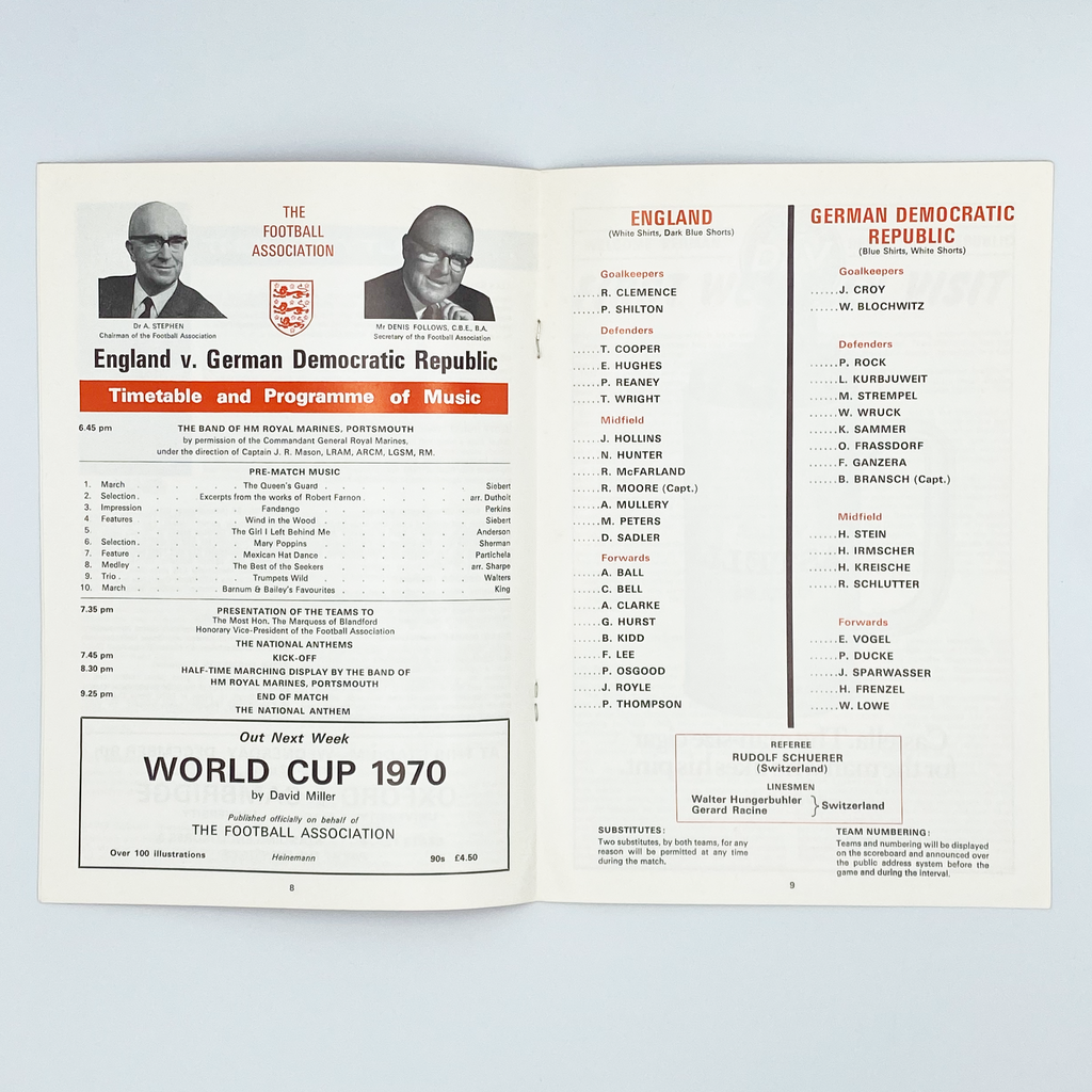 England vs East Germany Programme & Ticket (25 November 1970)