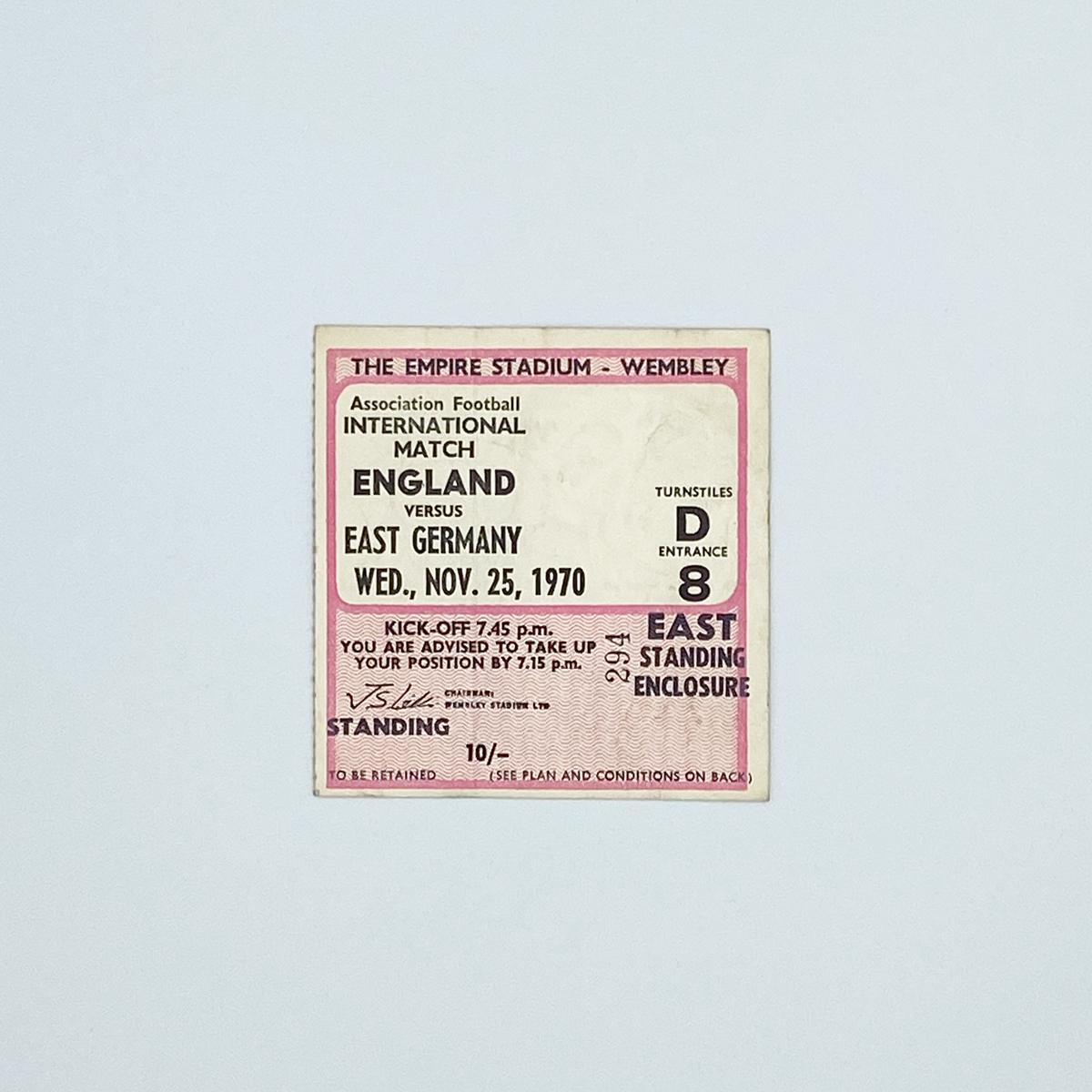 England vs East Germany Programme & Ticket (25 November 1970)