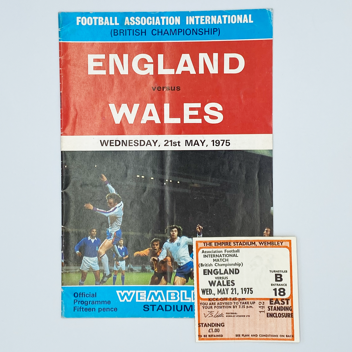 England vs Wales Programme & Ticket (21 May 1975)