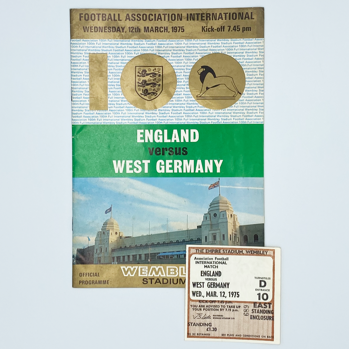 England vs West Germany Programme & Ticket (12 March 1975)