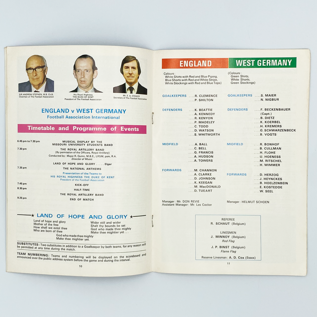 England vs West Germany Programme & Ticket (12 March 1975)