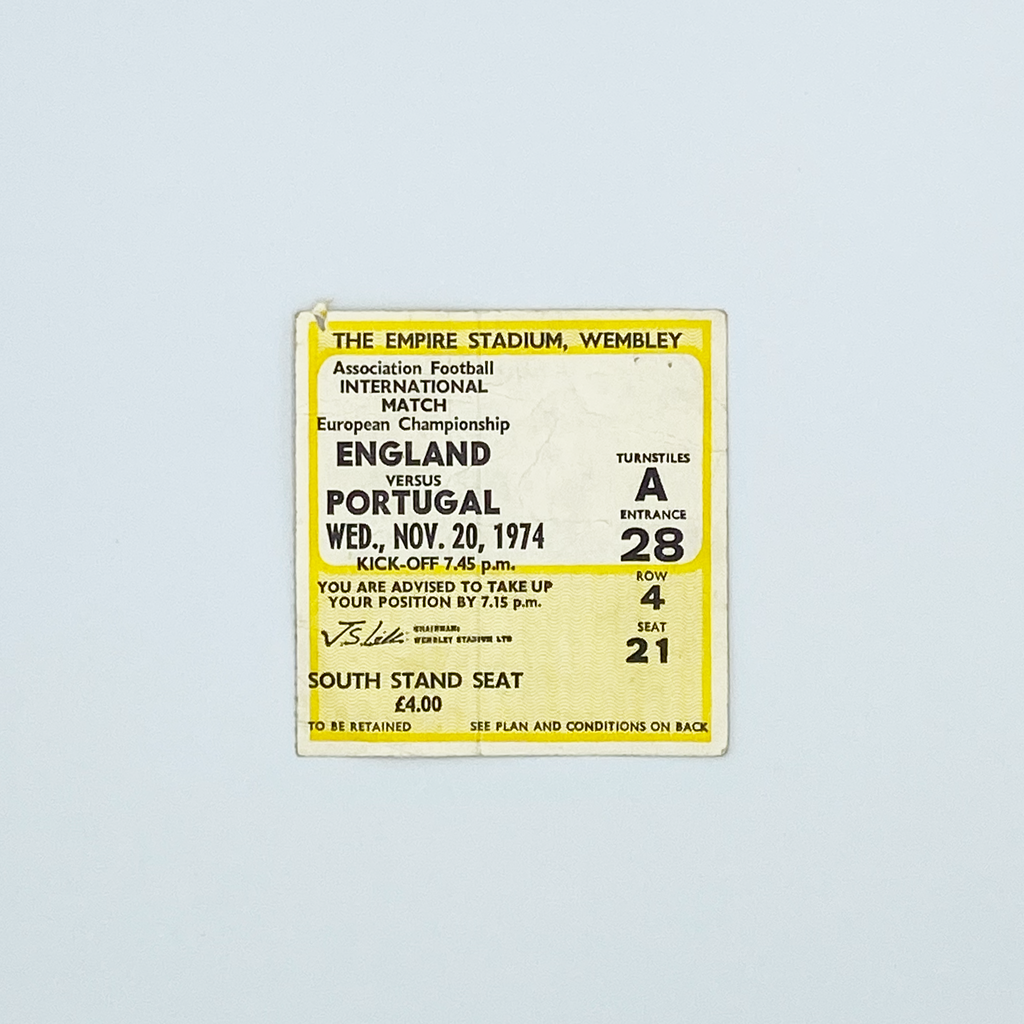 England vs Portugal Programme & Ticket (20 November 1974)