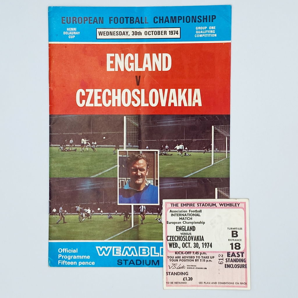 England vs Czechoslovakia Programme & Ticket (30 October 1974)