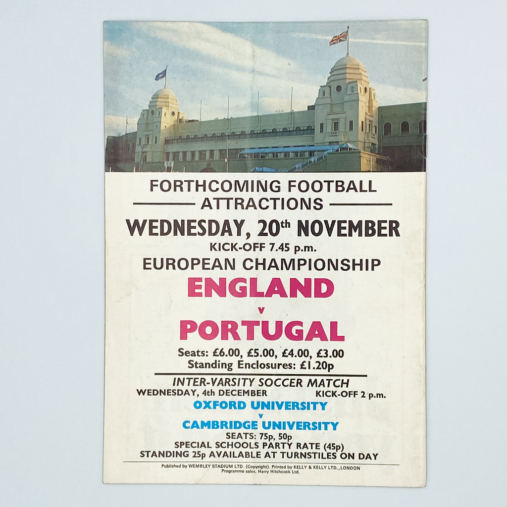 England vs Czechoslovakia Programme & Ticket (30 October 1974)