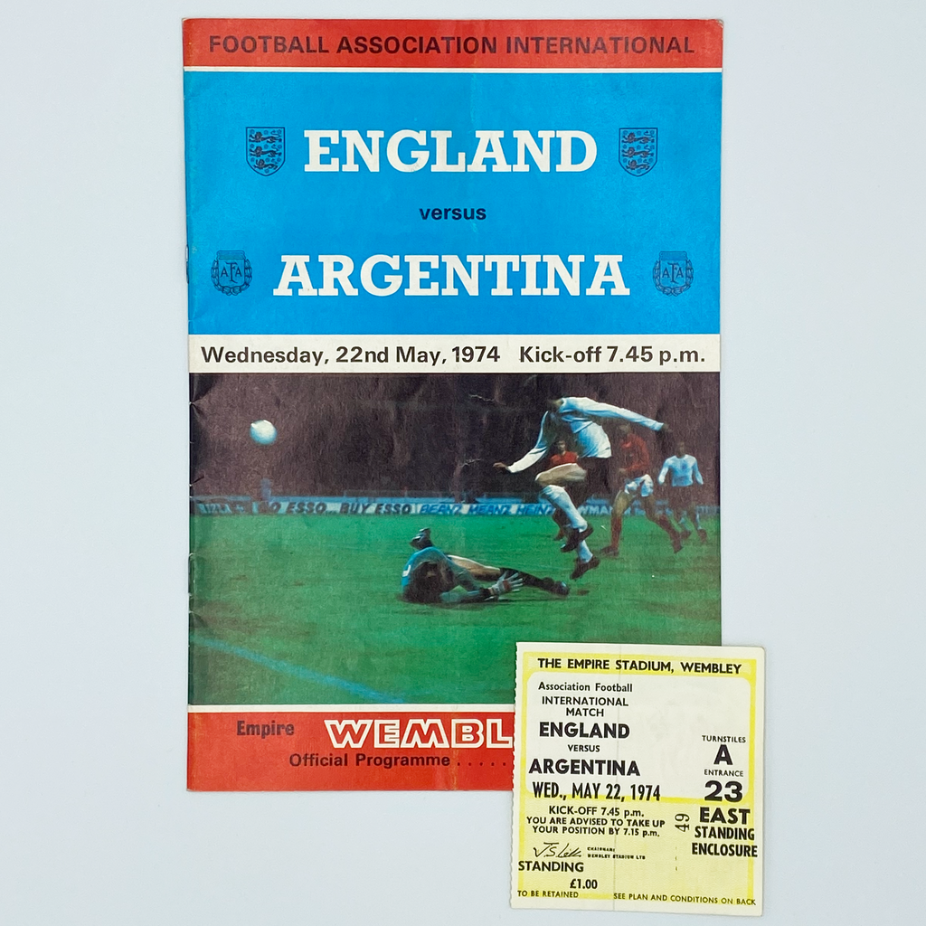 England vs Argentina Programme & Ticket (22 May 1974)